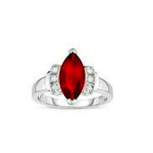 Marquise Cut Ruby & Cubic Zirconia Silver Ring